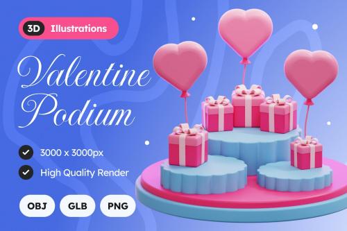 3D Valentine Podium Illustration