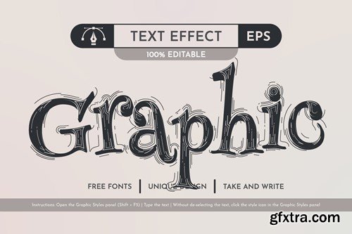 Hand Drawn - Editable Text Effect, Font Style GJHRRKT