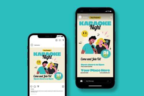 Karaoke Night Flyer AI & EPS Template