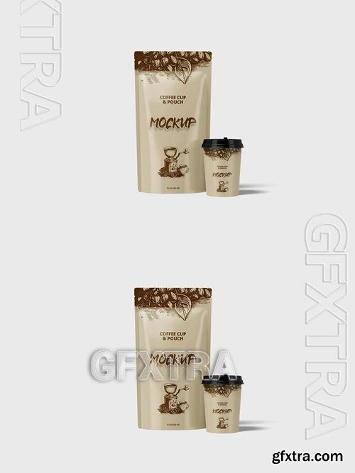 Pouch And Coffee Cup Mokcup ZDUNUM7 Pouch And Coffee Cup Mokcup ZDUNUM7