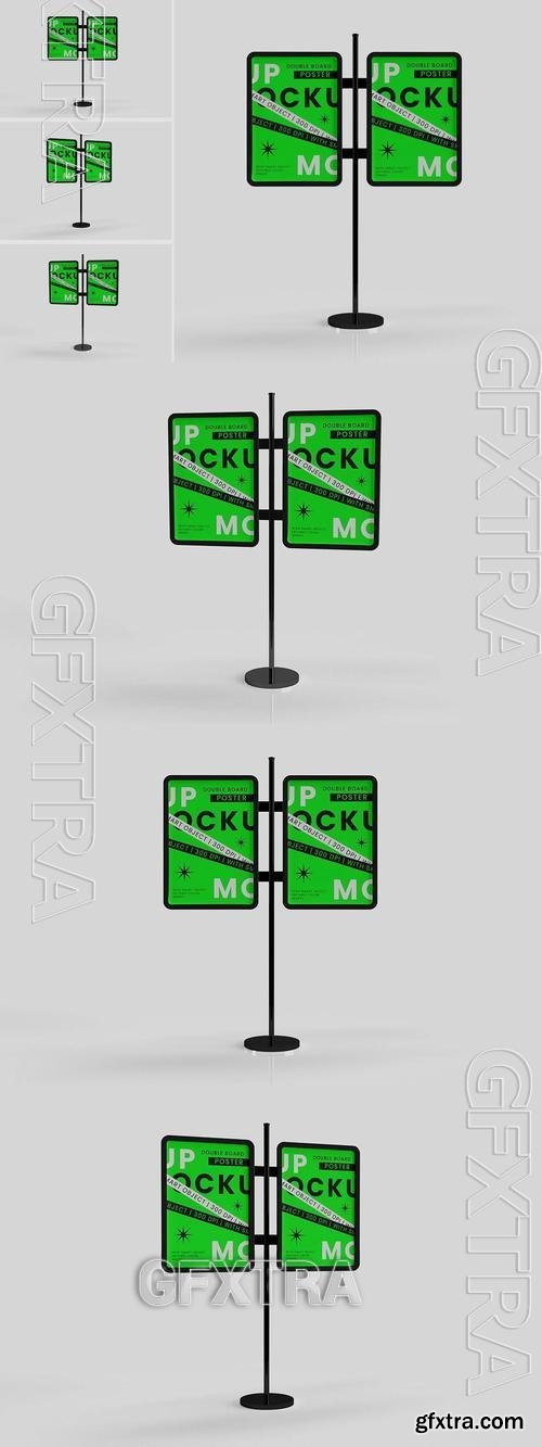 Stand Double Board Poster Banner Mockup RFUQLQT