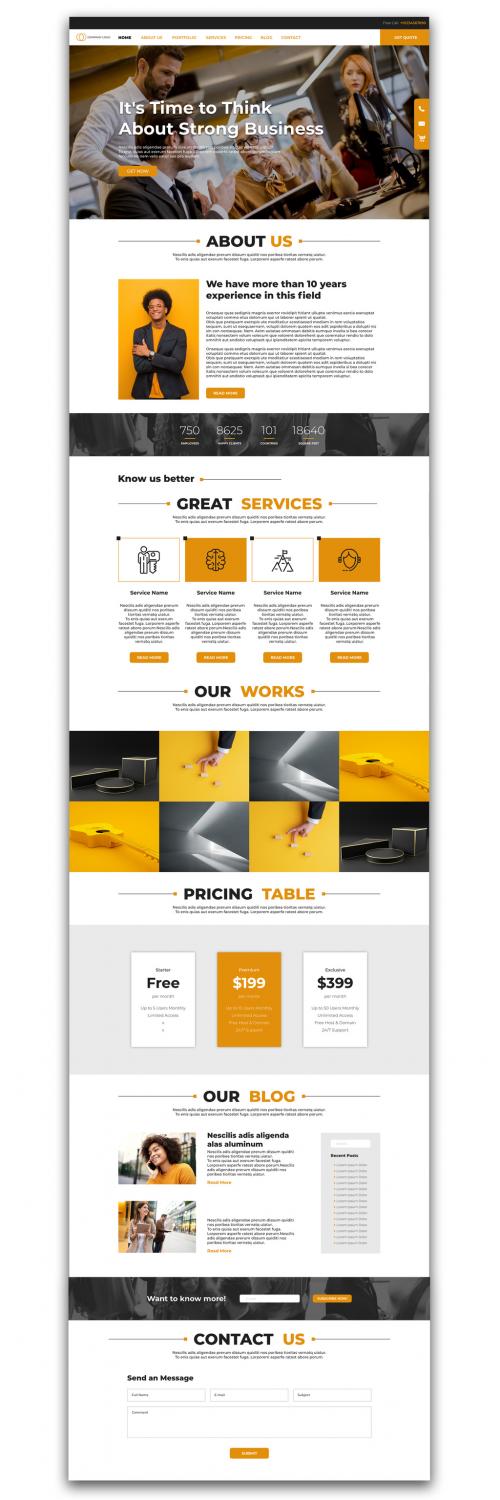 Business Website Layout with Orange Accents - 362697344
