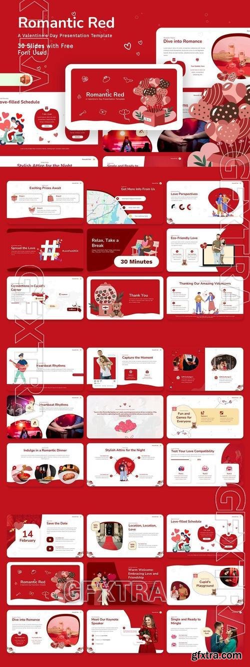Romatic Red Valentines 2024 - Powerpoint Template VGMY9LU