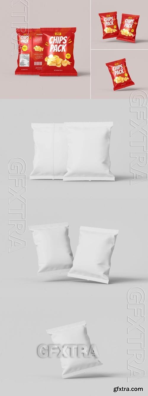 Realistic Potato Chips Pack Mockup Set H4GS2XA Realistic Potato Chips Pack Mockup Set H4GS2XA