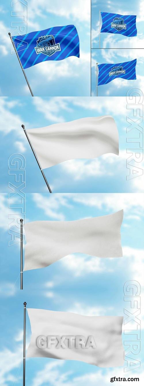 Realistic Waving Flag Mockup Set 5LMWSYC