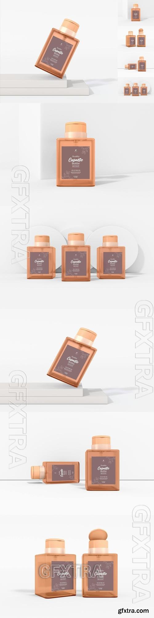 Transparent Cosmetic Bottle Packaging Mockup Set D6GYTDB Transparent Cosmetic Bottle Packaging Mockup Set D6GYTDB