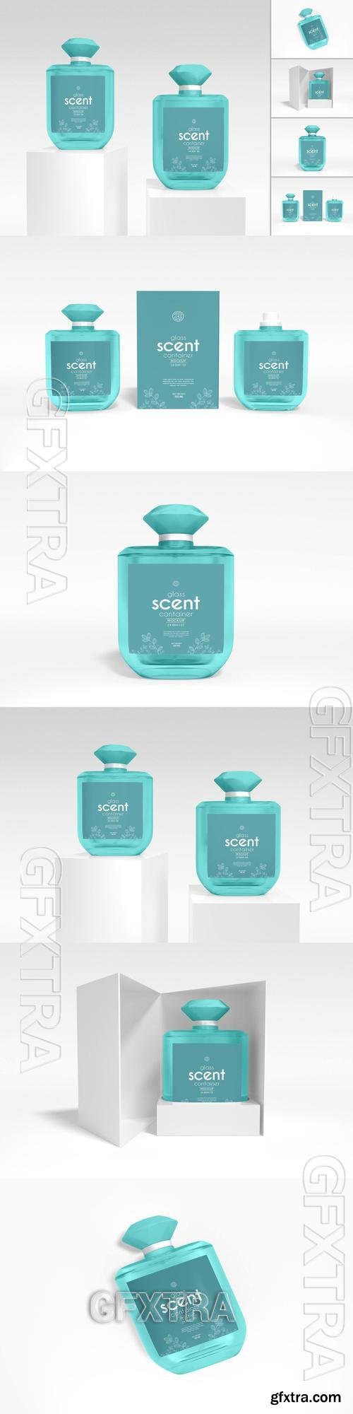 Glass Scent Bottle Branding Mockup set GJM32HZ Glass Scent Bottle Branding Mockup set GJM32HZ