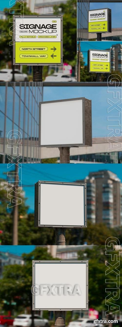 Outdoor Square Signage Mockup Set C27G8ZZ Outdoor Square Signage Mockup Set C27G8ZZ