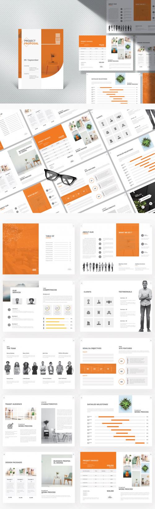 Project Proposal Layout with Orange Accents - 366090314