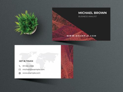 Business Card Layout with Abstract Background - 366134901