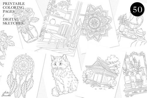 Coloring Pages Digital Sketches Illustration
