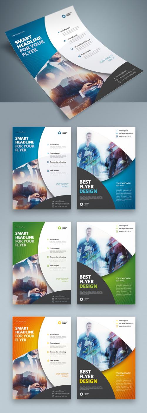 Business Flyer Layout with Blue Circle Elements
 - 370641148
