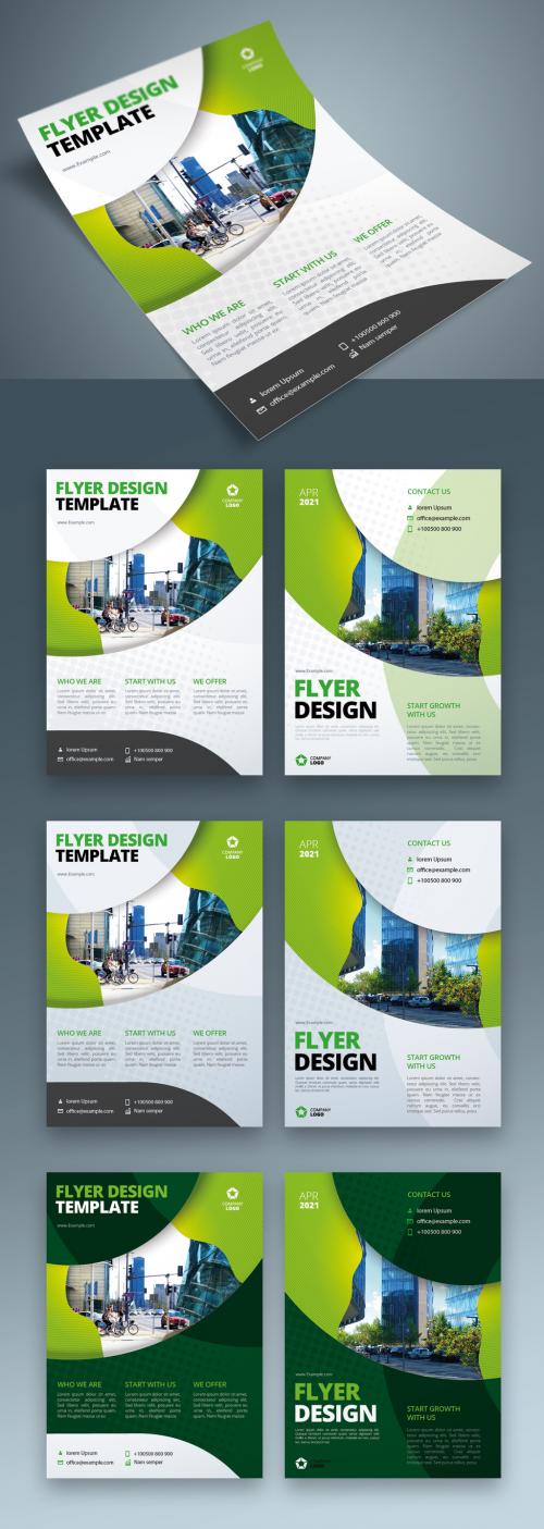 Business Flyer Layout with Green Circle Elements
 - 370641474