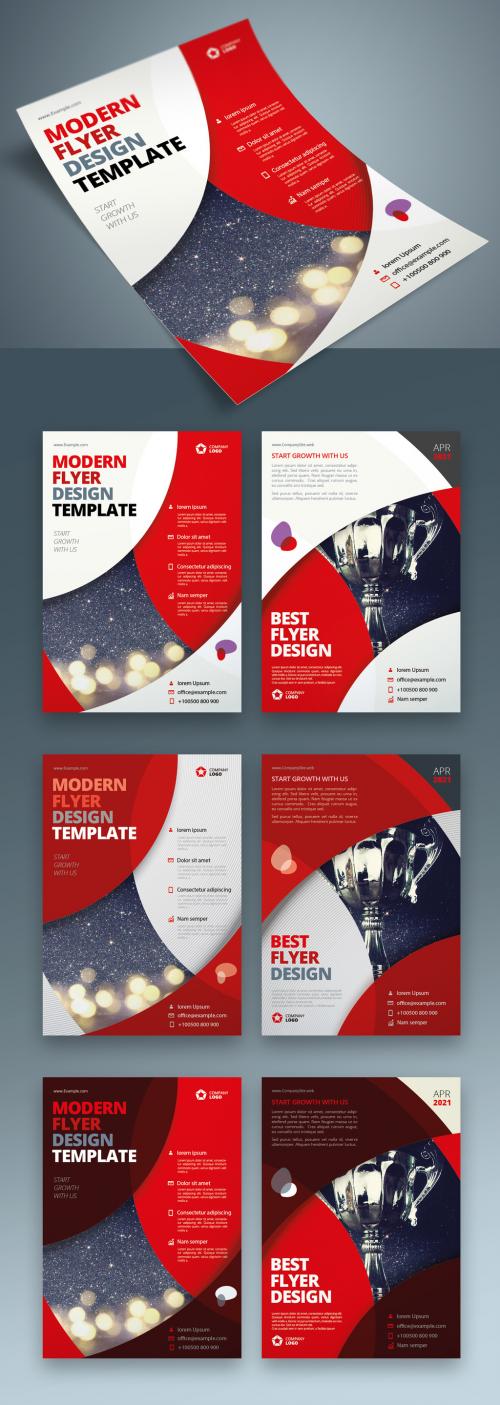 Business Flyer Layout with Red Circle Elements
 - 370641508
