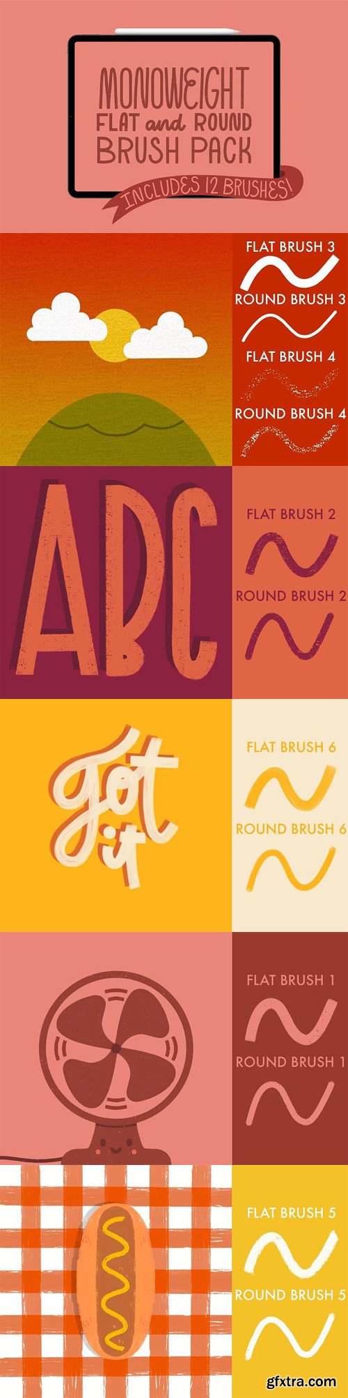 Monoweight - Flat & Round Brushes Pack for Procreate