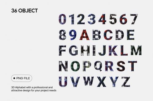 3D Alphabet with Shirt Fabric Texture 3D Alphabet with Shirt Fabric Texture