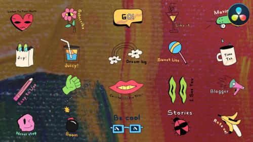 Colorful Sticker Titles | DaVinci Resolve - 50267396