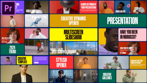 Colorful Multiscreen Slideshow | Beautiful Opener MOGRT for Premier Pro - 50293188