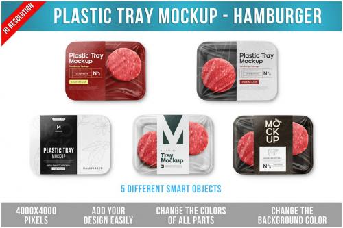Plastic Tray Mockup - Hamburger