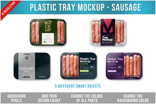 Plastic Tray Mockup - Sausage