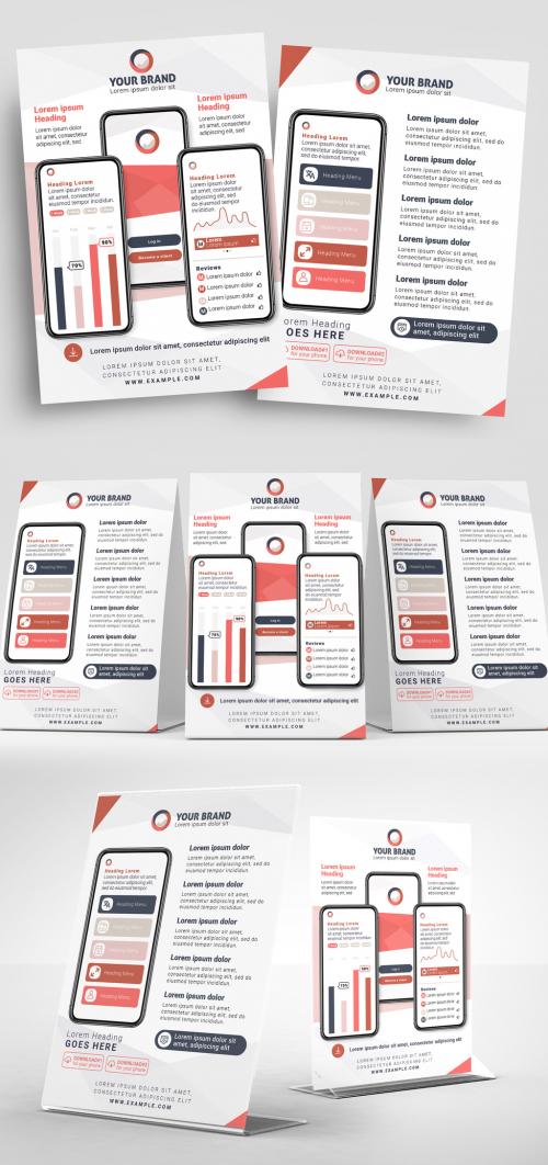 Mobile App Flyer with Red Colors - 378169588