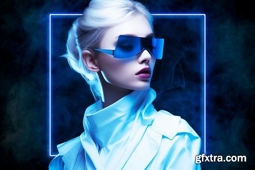 Blue Shape Neon Effect BG6KCG8 Blue Shape Neon Effect BG6KCG8