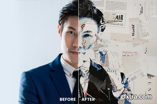 Newspaper Collage Photo Effect V4K5PDG