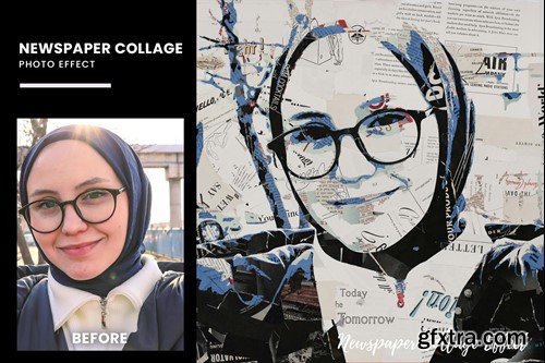 Newspaper Collage Photo Effect V4K5PDG