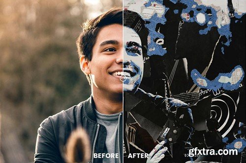 Newspaper Collage Photo Effect V4K5PDG