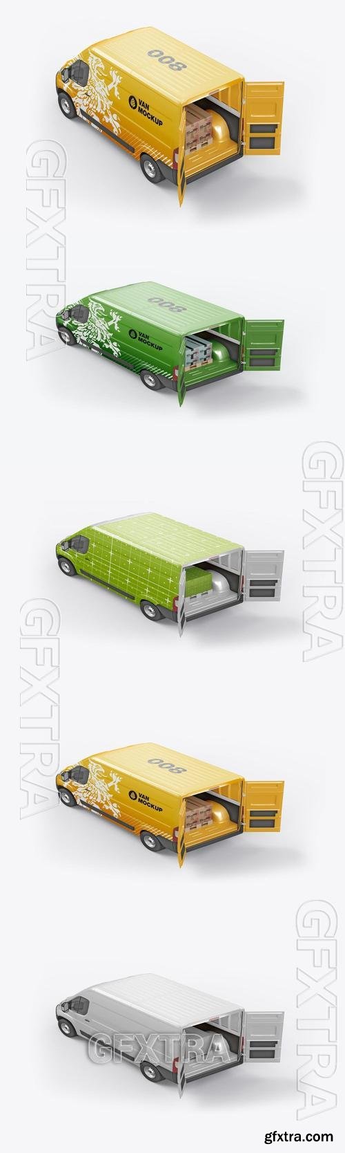 Panel Van with Pallet and Boxes Mockup G7F3B44