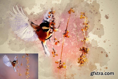 Watercolor Art Photoshop Action H8EG847 Watercolor Art Photoshop Action H8EG847