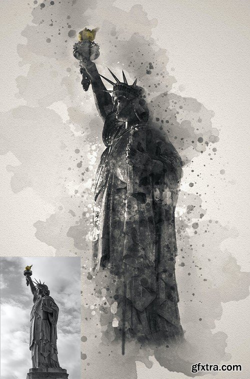 Watercolor Art Photoshop Action H8EG847 Watercolor Art Photoshop Action H8EG847