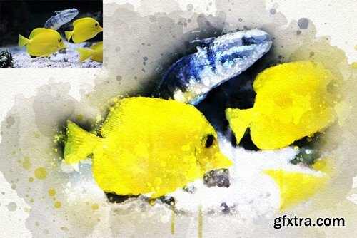 Watercolor Art Photoshop Action H8EG847 Watercolor Art Photoshop Action H8EG847