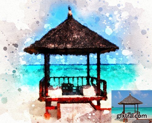 Watercolor Art Photoshop Action H8EG847 Watercolor Art Photoshop Action H8EG847