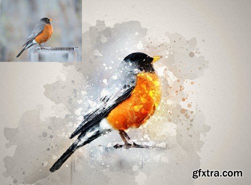 Watercolor Art Photoshop Action H8EG847 Watercolor Art Photoshop Action H8EG847