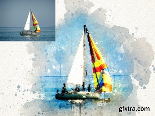 Watercolor Art Photoshop Action H8EG847 Watercolor Art Photoshop Action H8EG847