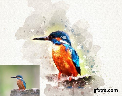 Watercolor Art Photoshop Action H8EG847 Watercolor Art Photoshop Action H8EG847