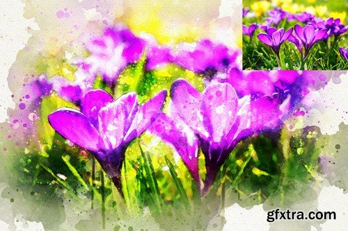 Watercolor Art Photoshop Action H8EG847 Watercolor Art Photoshop Action H8EG847