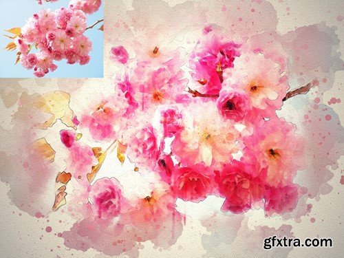 Watercolor Art Photoshop Action H8EG847 Watercolor Art Photoshop Action H8EG847