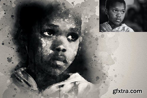 Watercolor Art Photoshop Action H8EG847 Watercolor Art Photoshop Action H8EG847