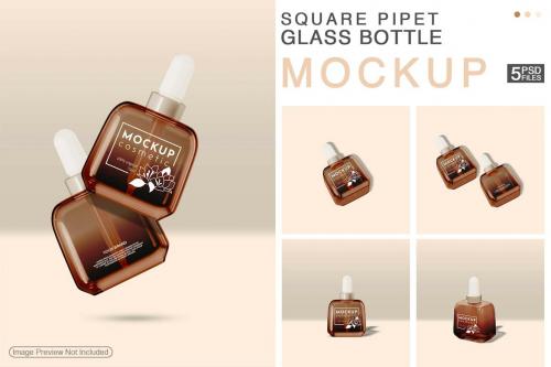 Square Pipet Glass Bottle - Mockup Square Pipet Glass Bottle - Mockup