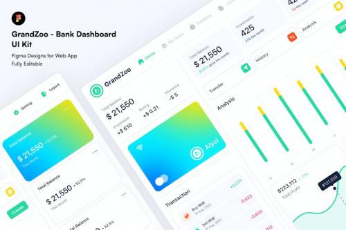 GrandZoo - Bank Dashboard UI Kit GrandZoo - Bank Dashboard UI Kit