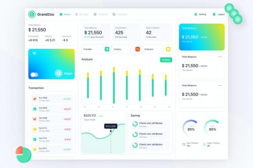 GrandZoo - Bank Dashboard UI Kit GrandZoo - Bank Dashboard UI Kit