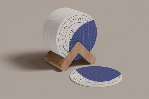 Coaster Mockup with Coaster holder