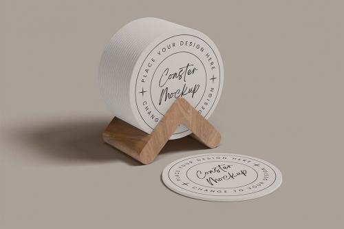 Coaster Mockup with Coaster holder
