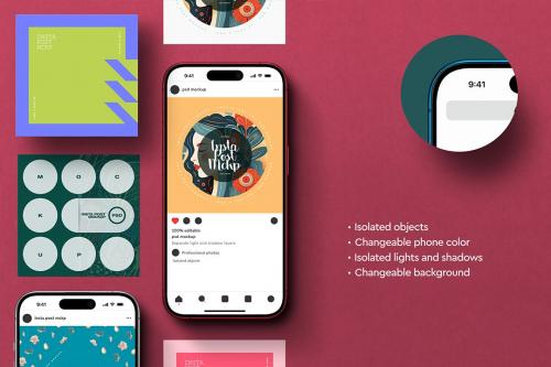 Phone Mockup 15 Pro Social Media Post 1080 x 1080