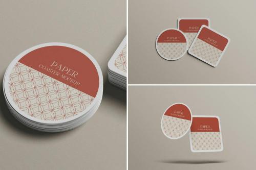 Paper Coaster Mockups Paper Coaster Mockups