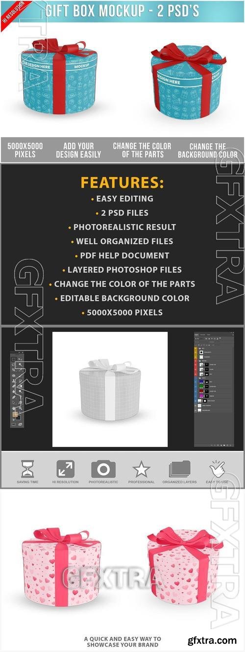 Round Gift Box Mockup 2R2YKHV Round Gift Box Mockup 2R2YKHV