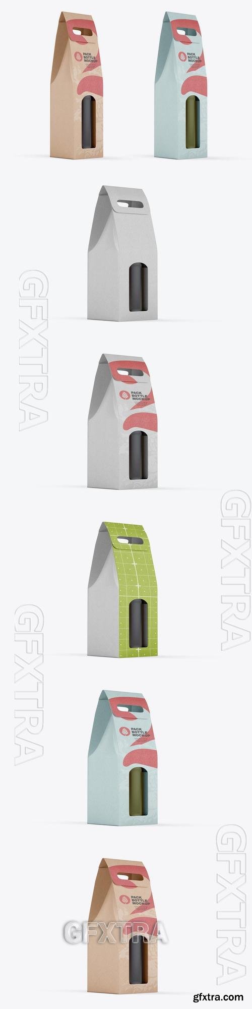 Kraft Paper Pack Wine Bottle Carrier Mockup HRELQ67
