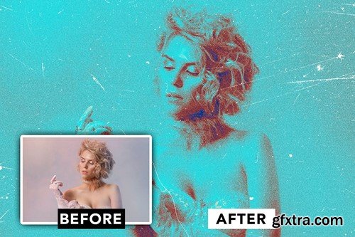 Blue Gradient Map Grain Photo Effect 5BRVW4N Blue Gradient Map Grain Photo Effect 5BRVW4N